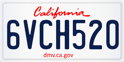 CA license plate 6VCH520