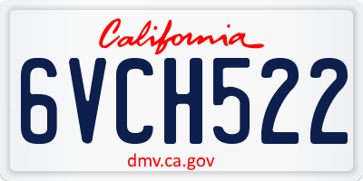 CA license plate 6VCH522