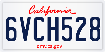 CA license plate 6VCH528
