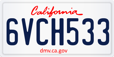 CA license plate 6VCH533