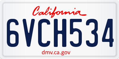 CA license plate 6VCH534
