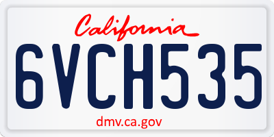 CA license plate 6VCH535