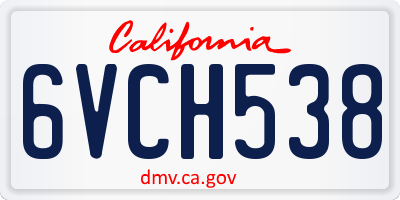 CA license plate 6VCH538