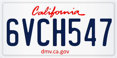 CA license plate 6VCH547