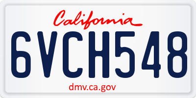 CA license plate 6VCH548