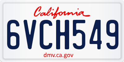 CA license plate 6VCH549