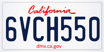 CA license plate 6VCH550