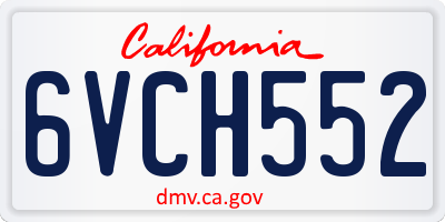 CA license plate 6VCH552