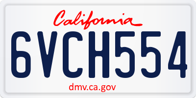 CA license plate 6VCH554