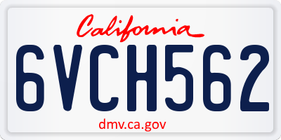 CA license plate 6VCH562