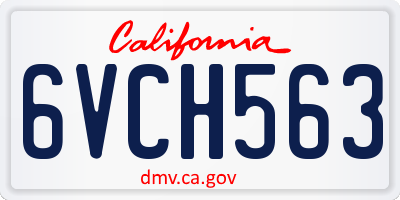 CA license plate 6VCH563