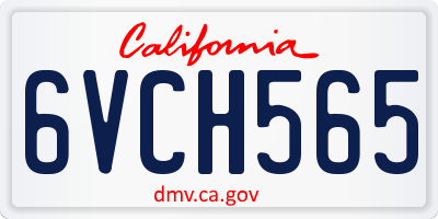 CA license plate 6VCH565
