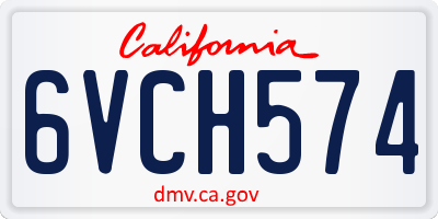 CA license plate 6VCH574