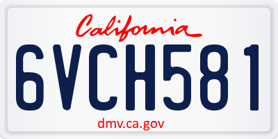 CA license plate 6VCH581