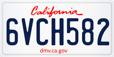 CA license plate 6VCH582