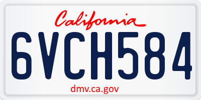 CA license plate 6VCH584