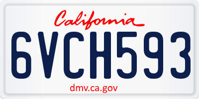 CA license plate 6VCH593