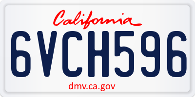 CA license plate 6VCH596
