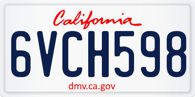 CA license plate 6VCH598