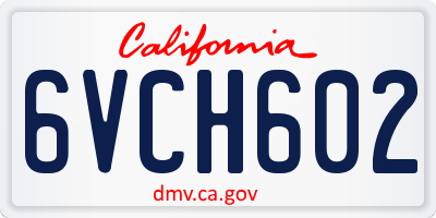 CA license plate 6VCH602
