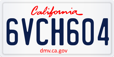 CA license plate 6VCH604