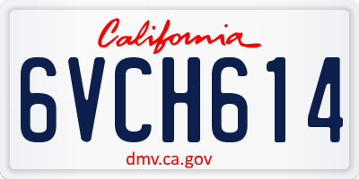 CA license plate 6VCH614