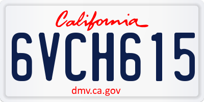 CA license plate 6VCH615