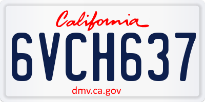 CA license plate 6VCH637