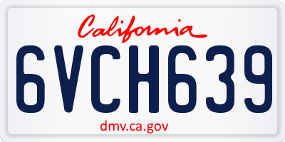 CA license plate 6VCH639
