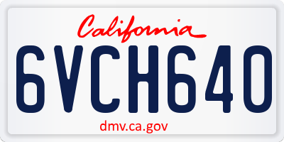 CA license plate 6VCH640