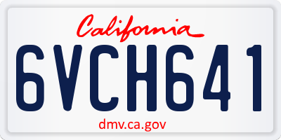 CA license plate 6VCH641