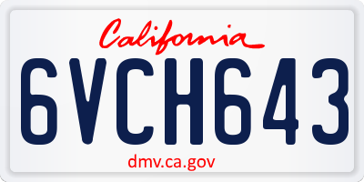 CA license plate 6VCH643