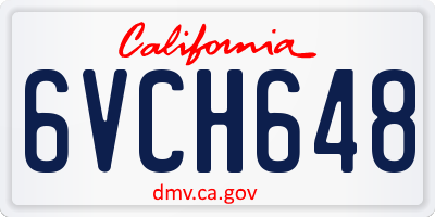 CA license plate 6VCH648