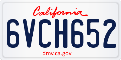 CA license plate 6VCH652