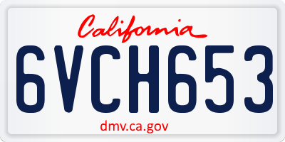 CA license plate 6VCH653