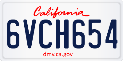 CA license plate 6VCH654