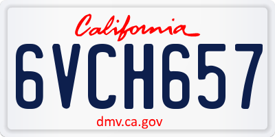 CA license plate 6VCH657