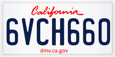 CA license plate 6VCH660