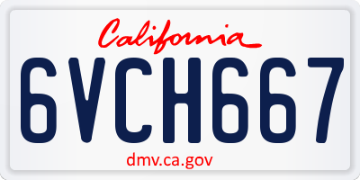 CA license plate 6VCH667