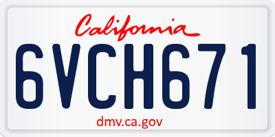 CA license plate 6VCH671
