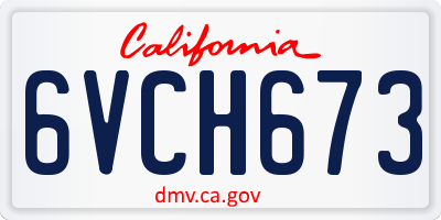 CA license plate 6VCH673