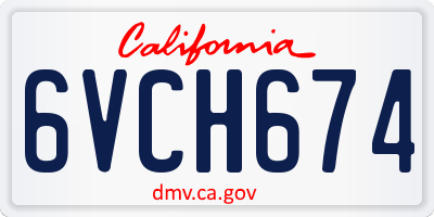 CA license plate 6VCH674