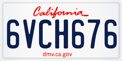 CA license plate 6VCH676