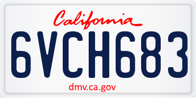 CA license plate 6VCH683