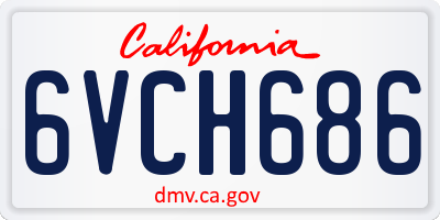 CA license plate 6VCH686