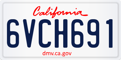 CA license plate 6VCH691