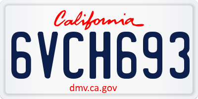 CA license plate 6VCH693