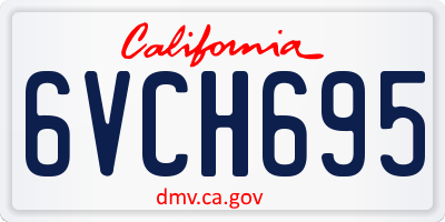 CA license plate 6VCH695