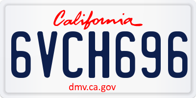 CA license plate 6VCH696
