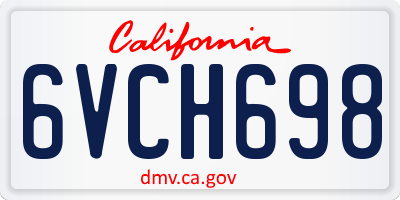 CA license plate 6VCH698
